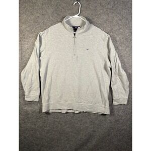 Vineyard Vines Mens XXL Gray Pique Quarter Zip Pullover Whale Logo Sweater